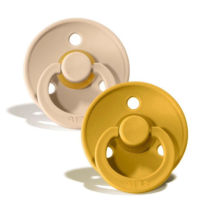 BIBS Colour Pacifier (0-6 Months) 2Pcs/Pack - Vanilla/Mustard