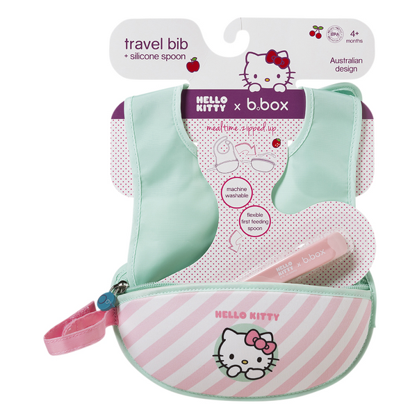 B.Box X Hello Kitty Travel Bib With Spoon – Candy Floss