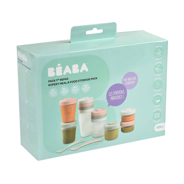 Beaba Baby Food Storage Clip Containers Set of 12 + Spoons – Eucalyptus