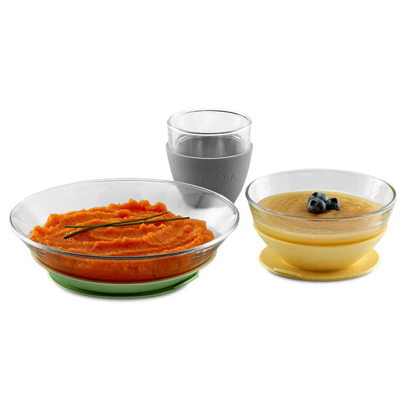 Beaba Duralex Glass Meal Set With Soft Protective Suction Pad - Pastel