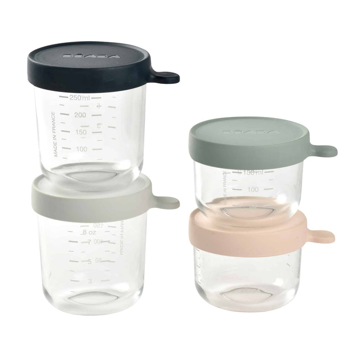 Beaba Glass Baby Food Storage Containers Set of 4 – Eucalyptus