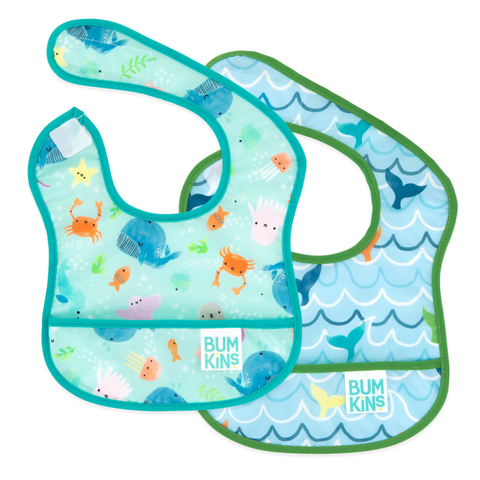 Bumkins Starter Bib 2Pcs/Pack – Ocean Life And Whale Tail