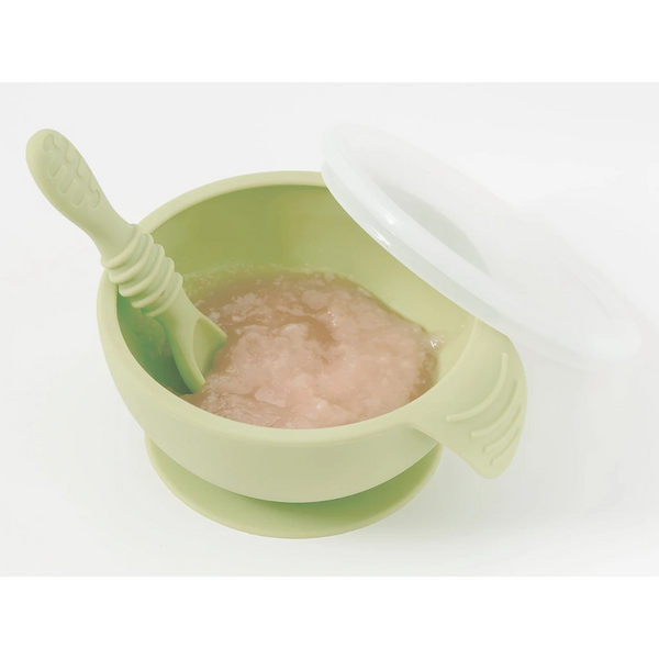 Bumkins Suction Silicone First Baby Feeding Set - Sage