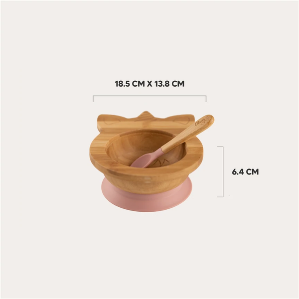 Citron Bamboo Bowl 250ml With Suction And Spoon – Unicorn Blush Pink
