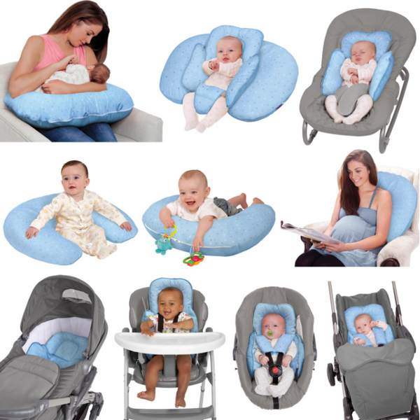 ClevaMama ClevaCushion™ Nursing Pillow & Baby Nest – Blue Confetti