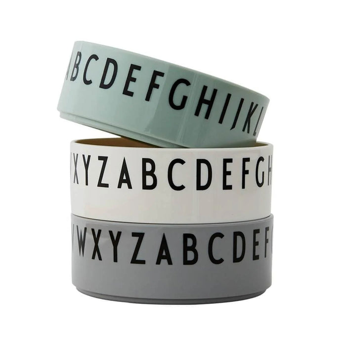 Design Letters Breakfast Dinner Lunch Bowl Set – Green/Grey/White