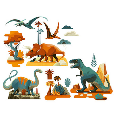 Djeco恐龍大集合窗貼