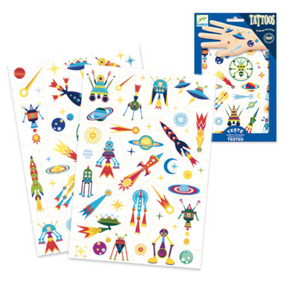 Djeco飛向外太空(夜光款)紋身貼紙