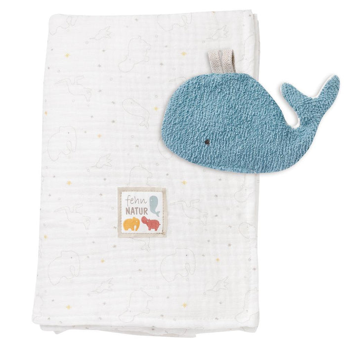 Fehn Muslin Blanket With Whale FehnNATUR
