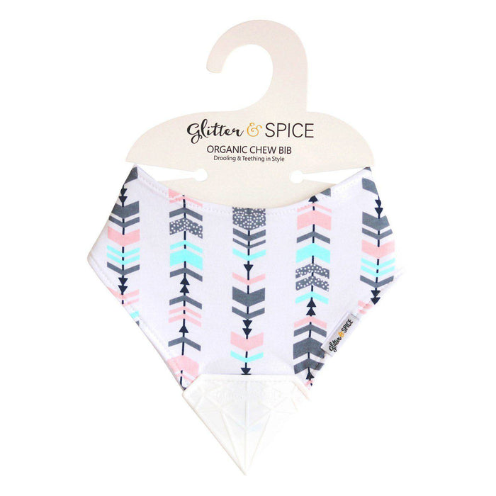 Glitter And Spice Organic Chew Bib – Pastel Arrows