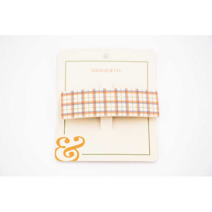 Grech & Co Wide Bar Clip - Plaid Pattern