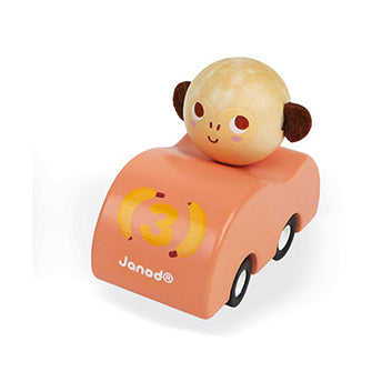 Janod Pocket Pull-Back Car – Monkey