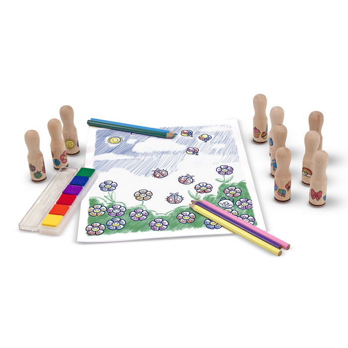 Melissa & Doug Wooden Stamp Set - Deluxe Happy Handles