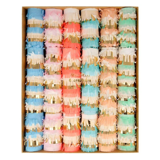 Meri Meri Pastel Fringe Medium Crackers (Set Of 6)