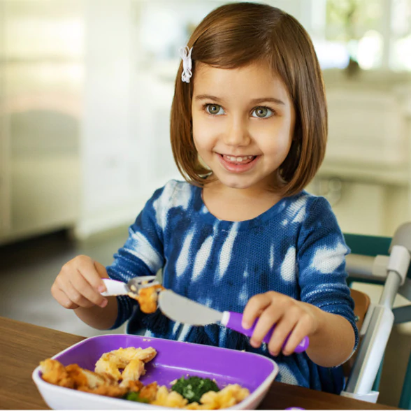 Munchkin Splash Toddler Fork, Knife And Spoon Set – Purple