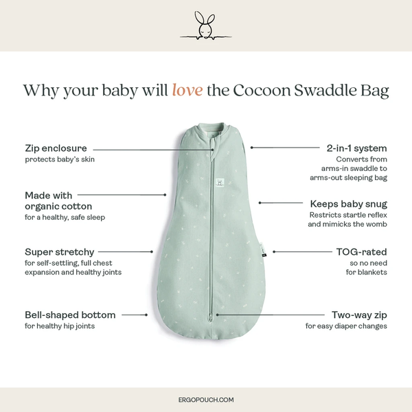 ergoPouch Cocoon Swaddle Bag 2.5 TOG - Sage (0-3 Months)
