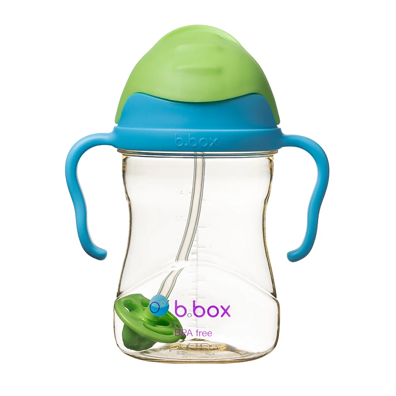 b.box Sippy Cup with Innovative Weighted Straw, Apple (Matte Lid)