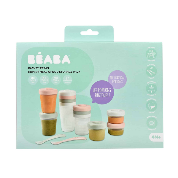 Beaba Baby Food Storage Clip Containers Set of 12 + Spoons – Eucalyptus