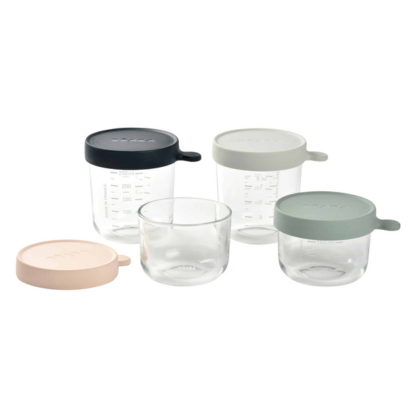Beaba Glass Baby Food Storage Containers Set of 4 – Eucalyptus