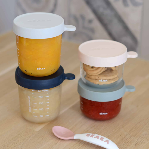 Beaba Glass Baby Food Storage Containers Set of 4 – Eucalyptus