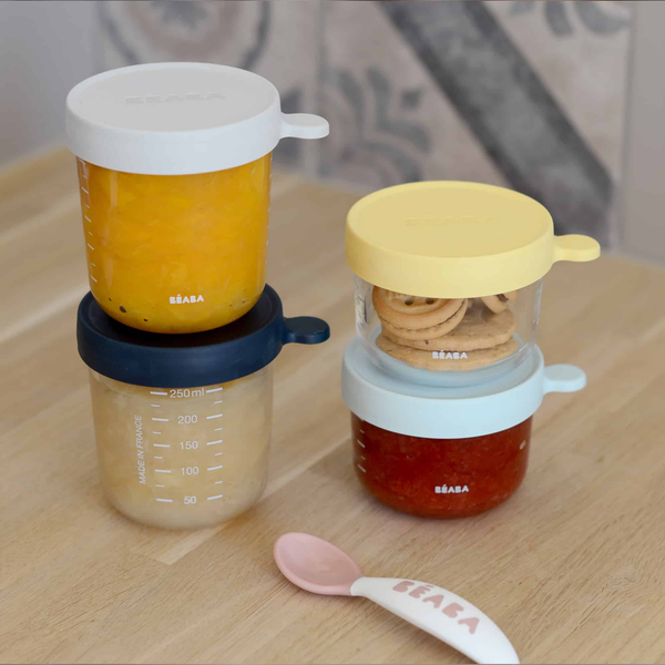 Beaba Glass Baby Food Storage Containers Set of 4 – Pastel