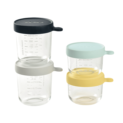 Beaba Glass Baby Food Storage Containers Set of 4 – Pastel