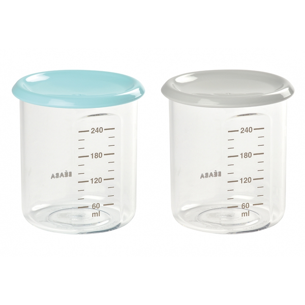 Beaba Set Of 2 x 240ml Conservation Portions - Light Blue/Grey