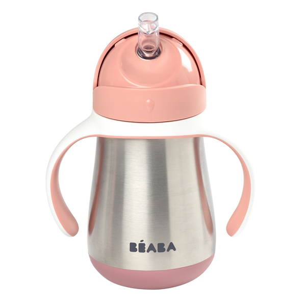 Beaba 不銹鋼吸管杯 250ml - 粉紅色