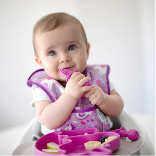 Bumkins Silicone Chewtensils (Spoon & Fork Set) - Fuchsia