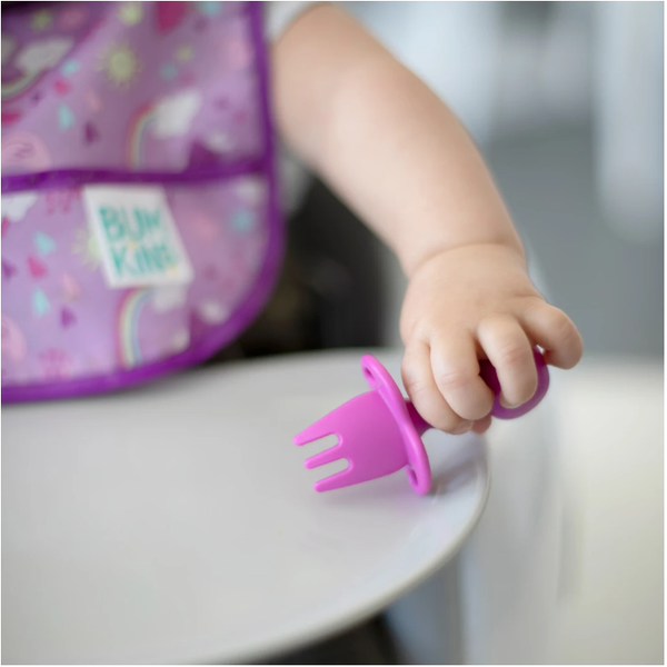 Bumkins Silicone Chewtensils (Spoon & Fork Set) - Fuchsia