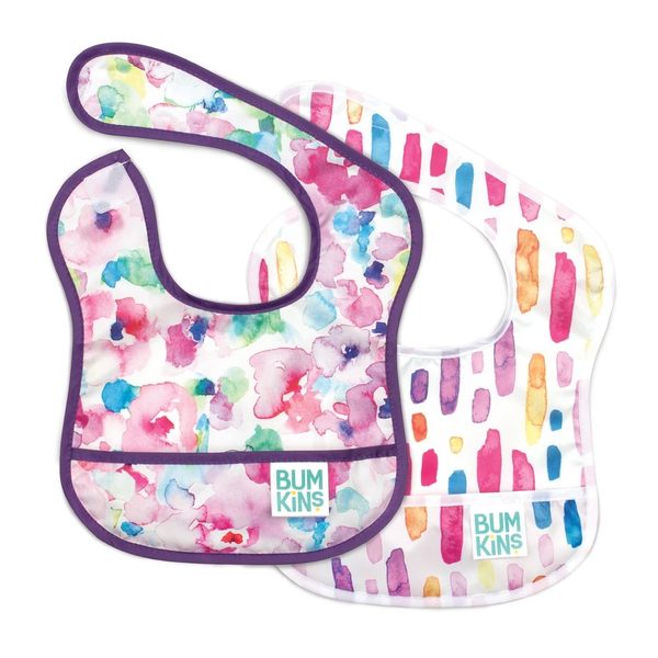 Bumkins Starter Bib 2Pcs/Pack – Watercolors And Brush Strokes