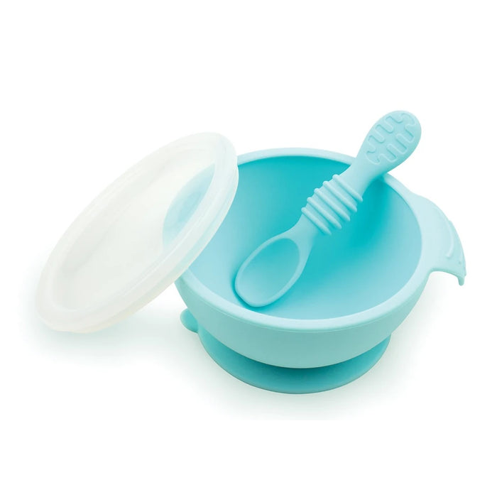 Bumkins Suction Silicone First Baby Feeding Set – Blue