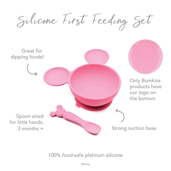 Bumkins Suction Silicone First Baby Feeding Set - Disney Minnie Mouse