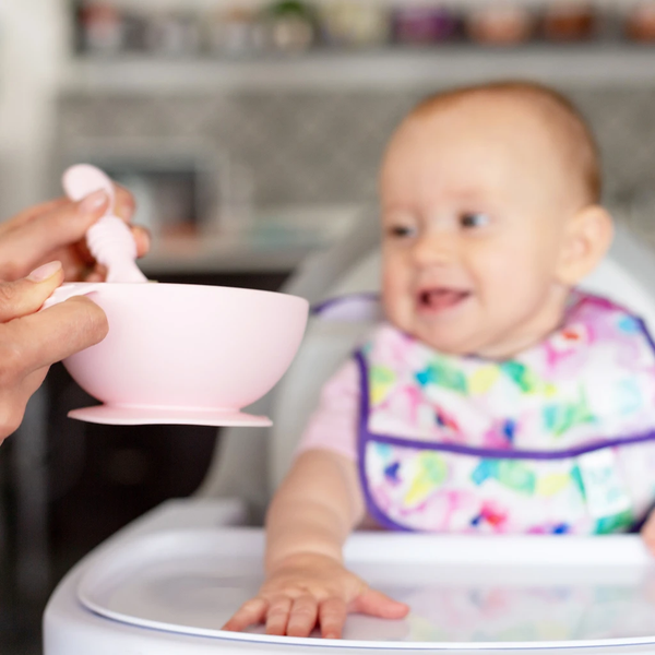 Bumkins Suction Silicone First Baby Feeding Set - Pink