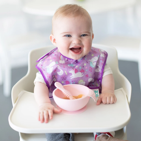 Bumkins Suction Silicone First Baby Feeding Set - Pink