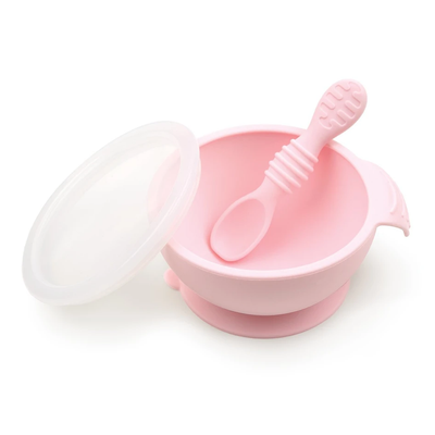BUMKINS SUCTION SILICONE FIRST BABY FEEDING SET - PINK