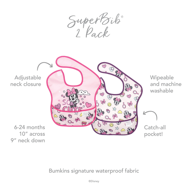Bumkins Superbib 2Pcs/Pack – Minnie Mouse Cute (6-24 Months)