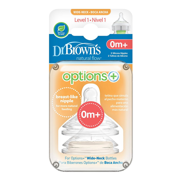 Dr.Brown's Options+ Baby Bottle Breast Like Nipple 2's - Level 1 0M+
