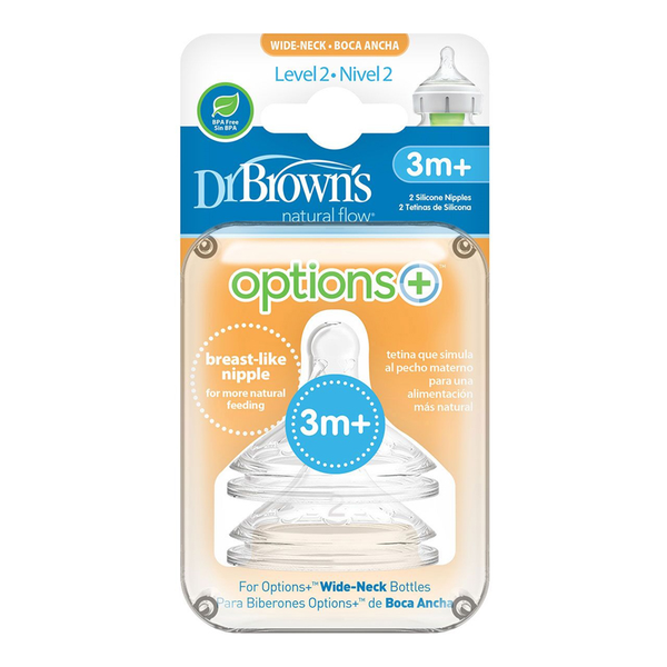 Dr.Brown's Options+ Baby Bottle Breast Like Nipple 2's - Level 2 3M+