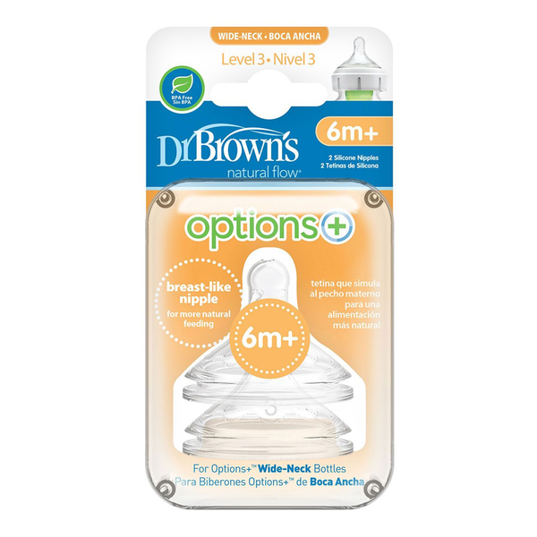 Dr.Brown's Options+ Baby Bottle Breast Like Nipple 2's - Level 3 6M+