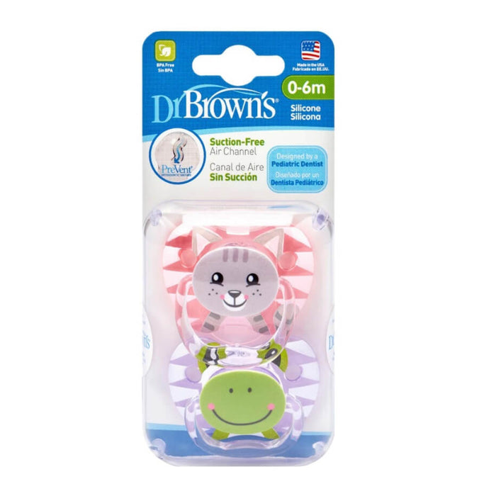 Dr.Brown's Prevent Pacifier 2Pcs/Pack - Stage 1 - Pink/Purple