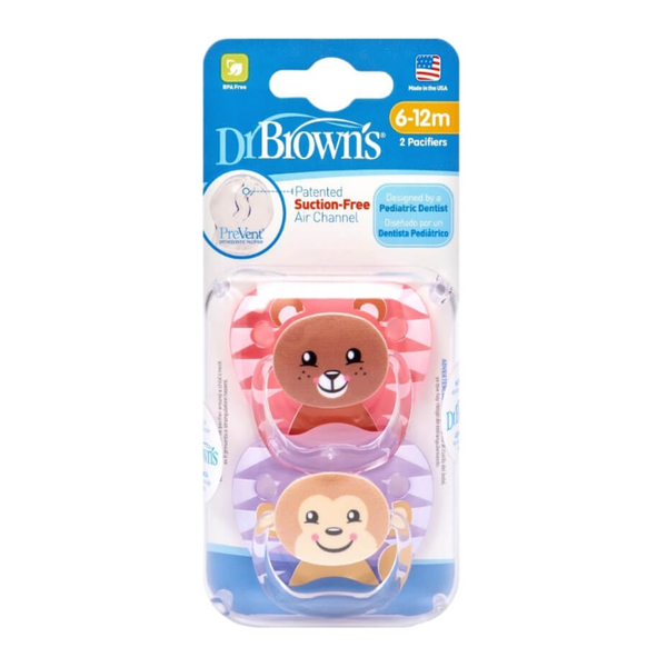 Dr.Brown's Prevent Pacifier 2Pcs/Pack - Stage 2 - Pink/Purple