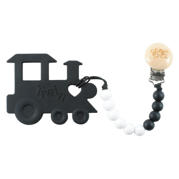 Glitter And Spice Chew Chew Train Teether – Black