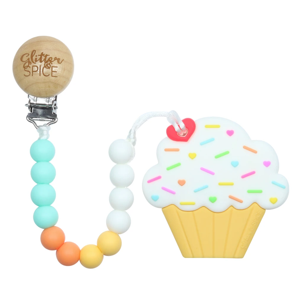 Glitter And Spice Cupcake Teether – White