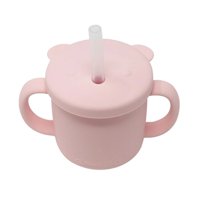 Glitter And Spice Grow With Me Silicone Bear Cup 200ml – Delicate Pink