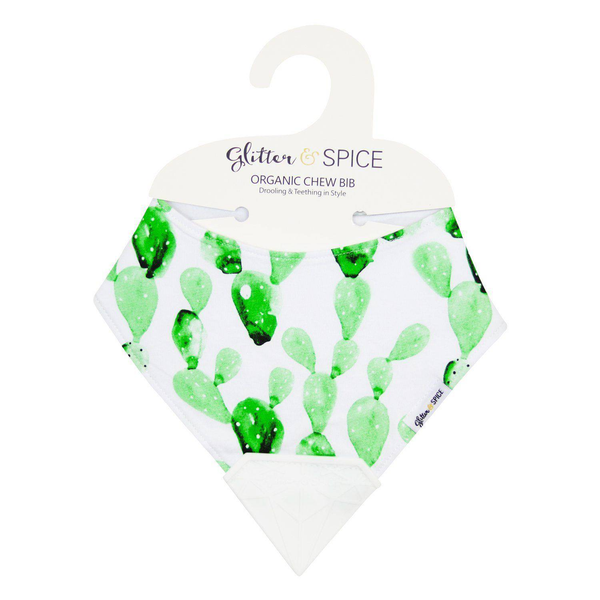 Glitter And Spice Organic Chew Bib – Cactus