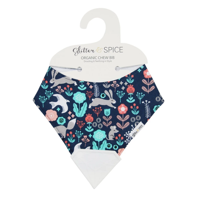 Glitter And Spice Organic Chew Bib - Indigo Woods