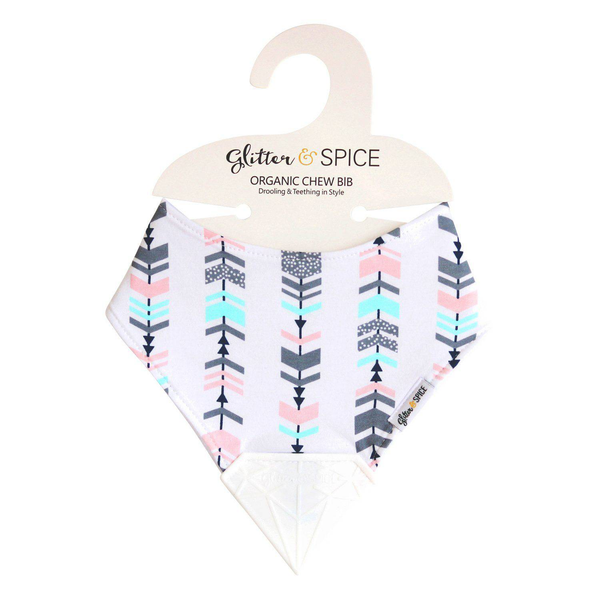 Glitter And Spice Organic Chew Bib – Pastel Arrows