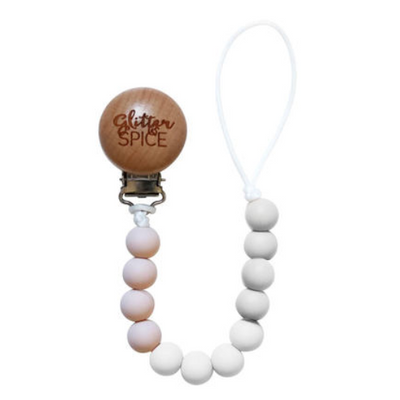 Glitter And Spice Silicone Pacifier Clip – Pale Pink