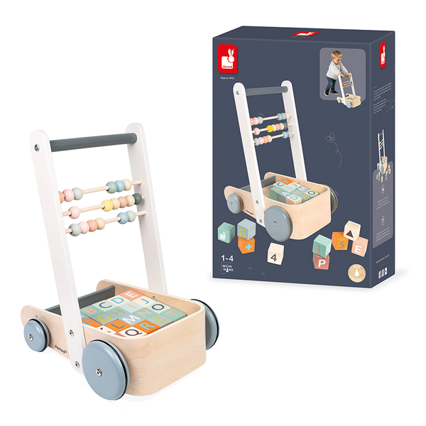 Janod Sweet Cocoon Cart with ABC Blocks